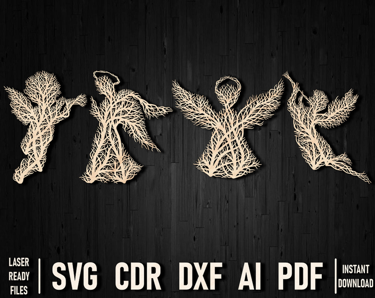 Angel Tree Icon Angel Wall Art SVG Tree Style Ornaments