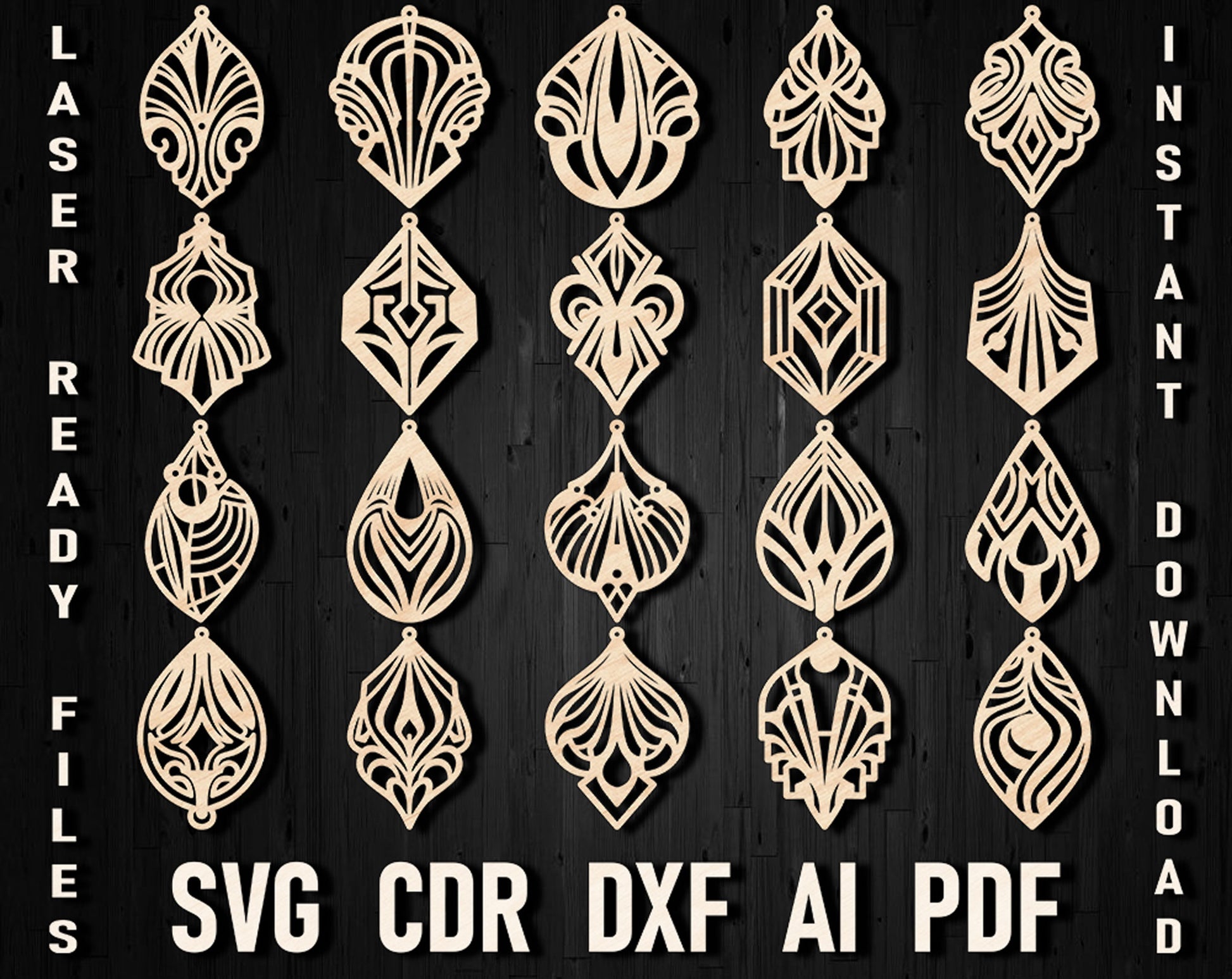 ArtDeco earrings laser cutting svg files