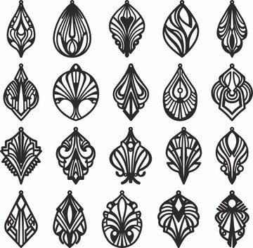 Laser Cut Art Deco Earrings: SVG/DXF Files for Glowforge Wood, Acrylic & Metal Jewelry Templates