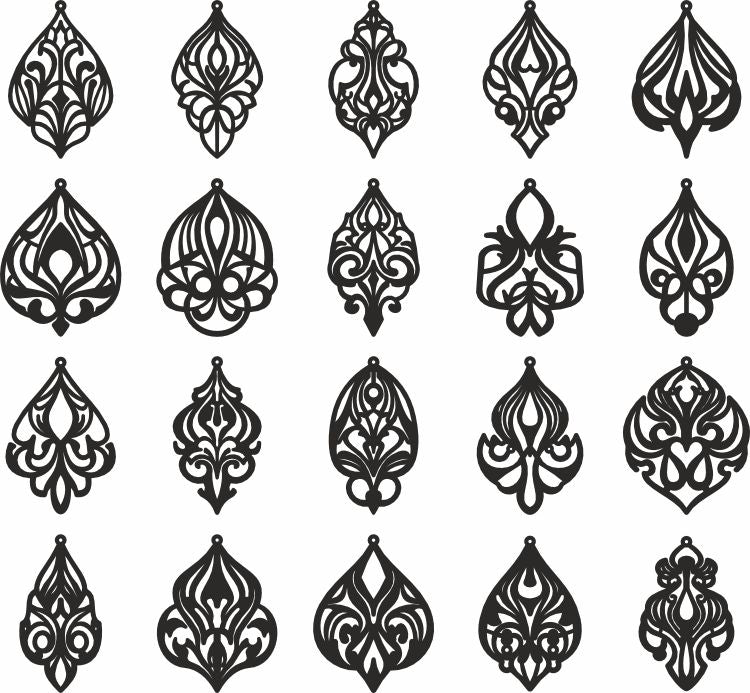 Art nouvea digital earrings svg design