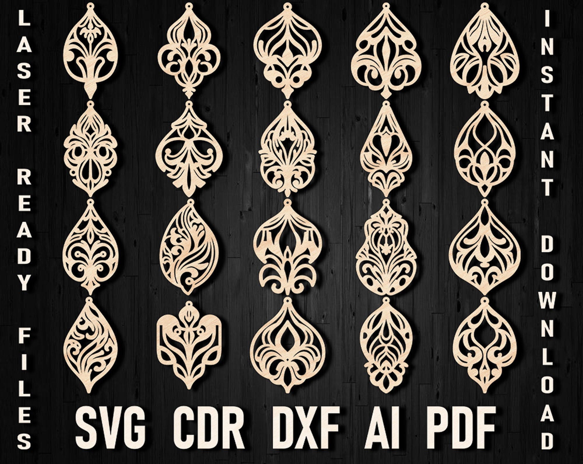Art nouvea laser cut earrings