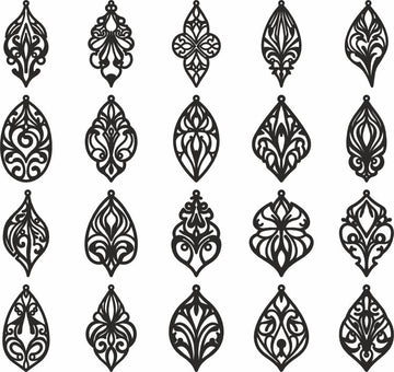 Art Nouveau Laser Cut Earring SVG Files | 20 Designs for Cricut, Glowforge, Xtool | Leather Jewelry DXF, AI, PDF