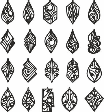 Avant-Garde Laser Cut Earrings SVG/DXF – Glowforge & Cricut-Ready Files, Decorative Pendant Designs