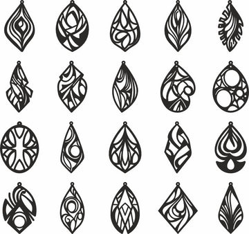 Wooden & Acrylic Earring SVG Templates: Avant-Garde Laser Cut Jewelry Files for Glowforge