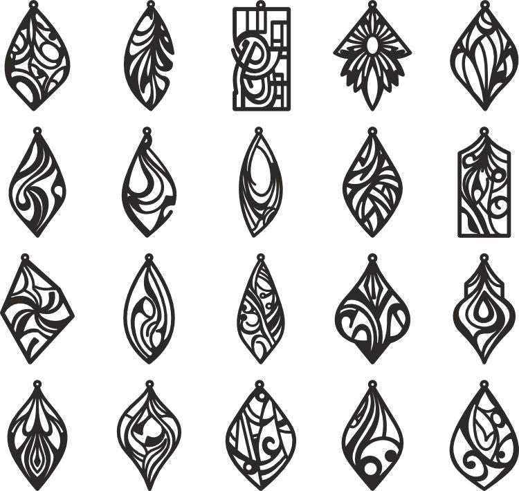 Avant garde vector template dxf earrings