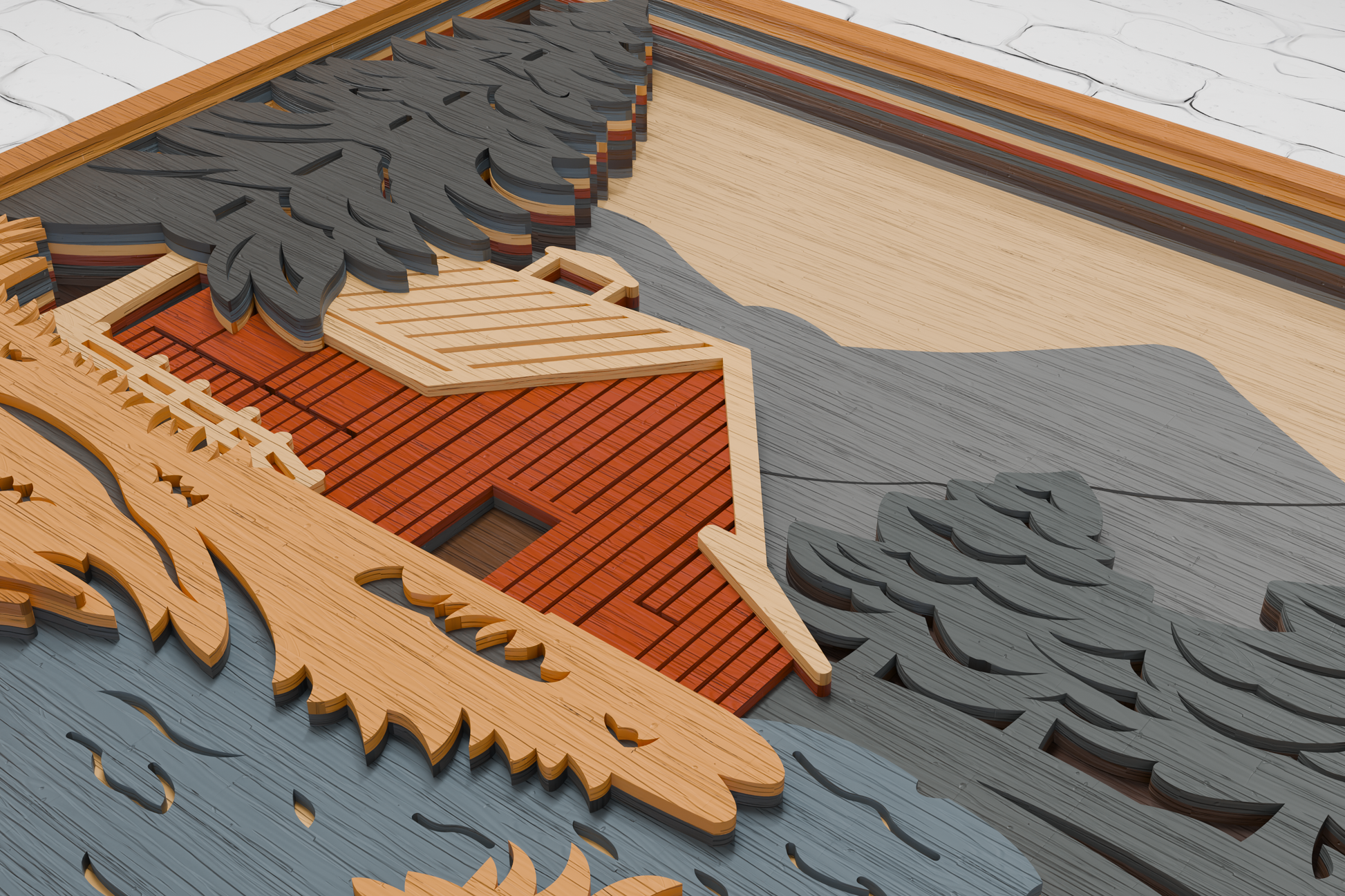 Barn paper craft template SVG AI PDF

