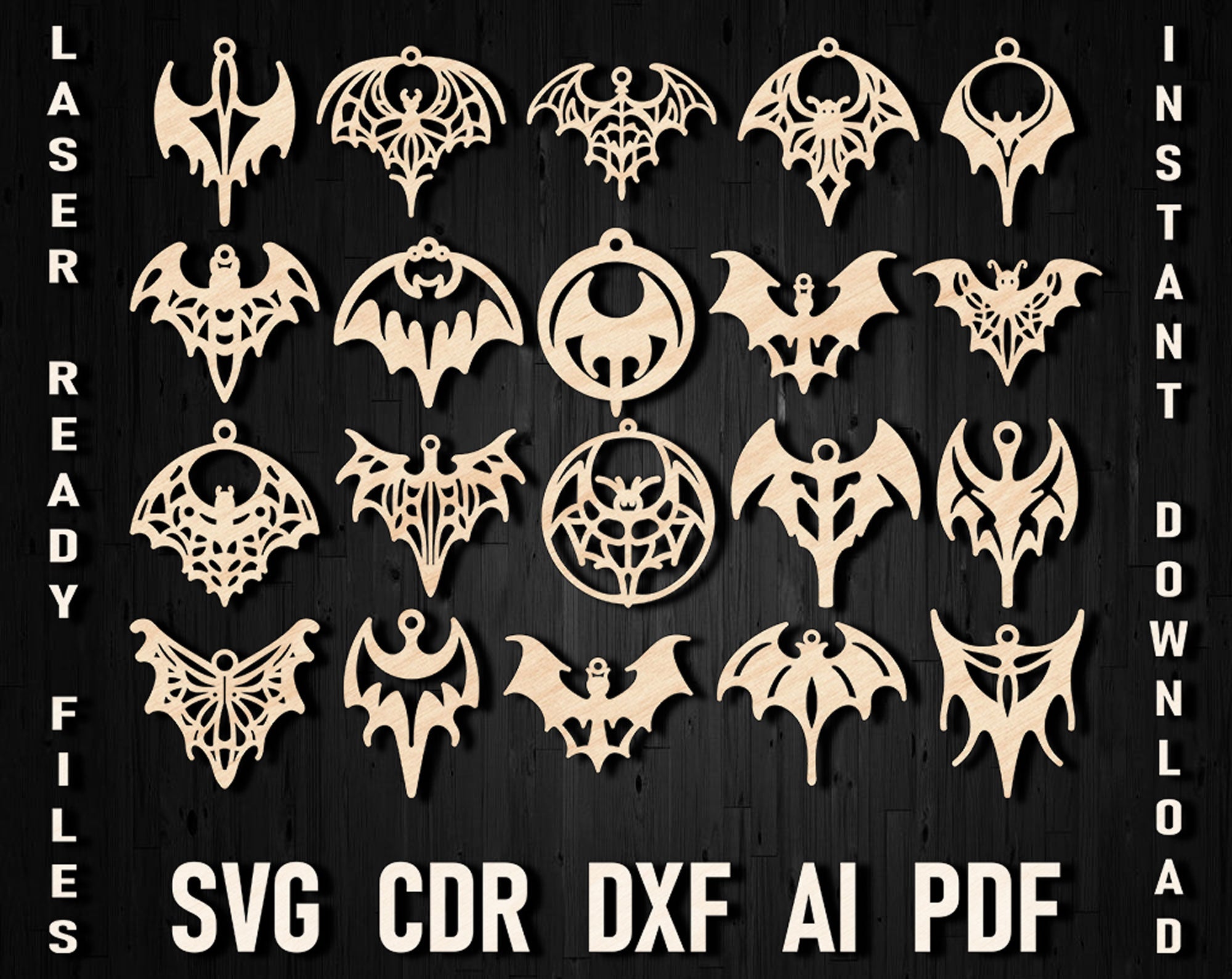 Bat earring Laser cut svg