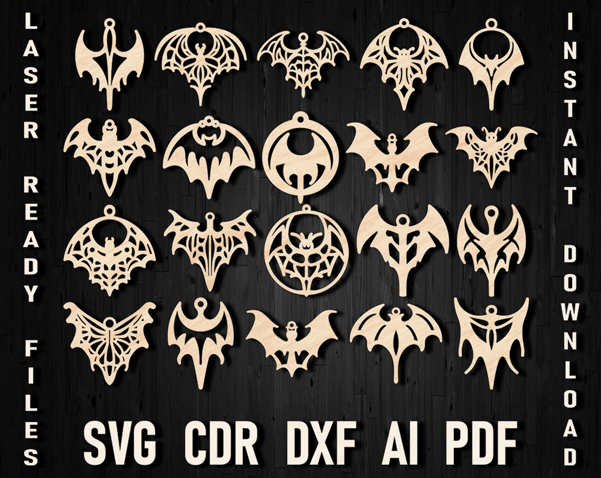 Bat earring Laser cut svg