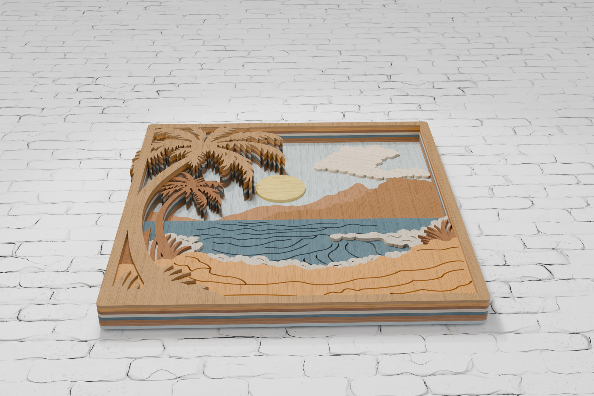 Beach mandala laser engraving design for plywood xTool cutter