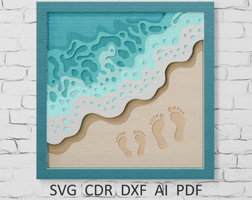 Beach shadow box SVG multilayered design


