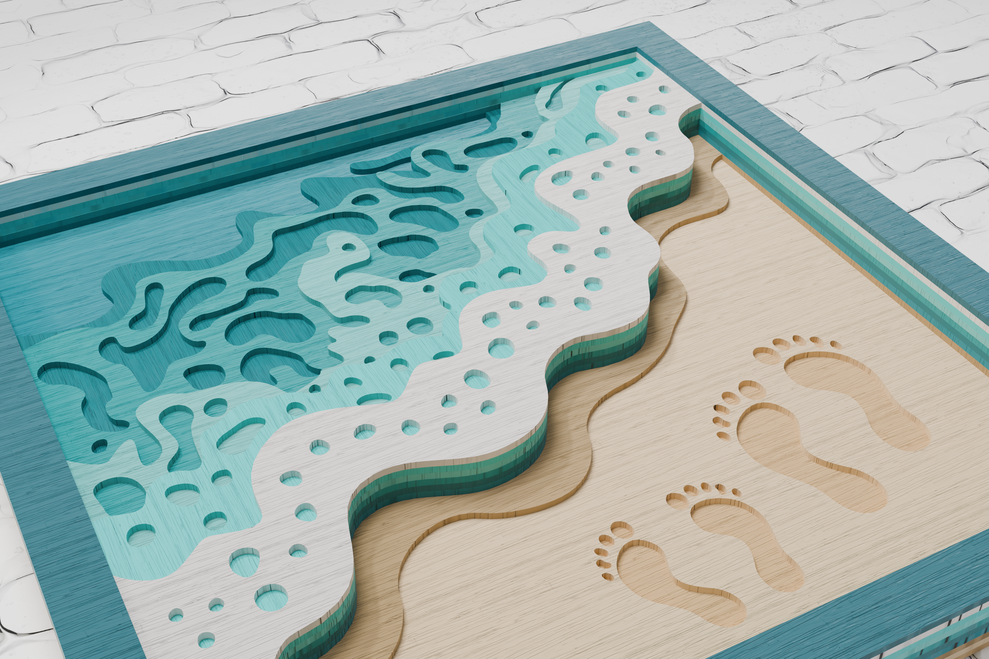 Beach shadow box cut file for Silhouette

