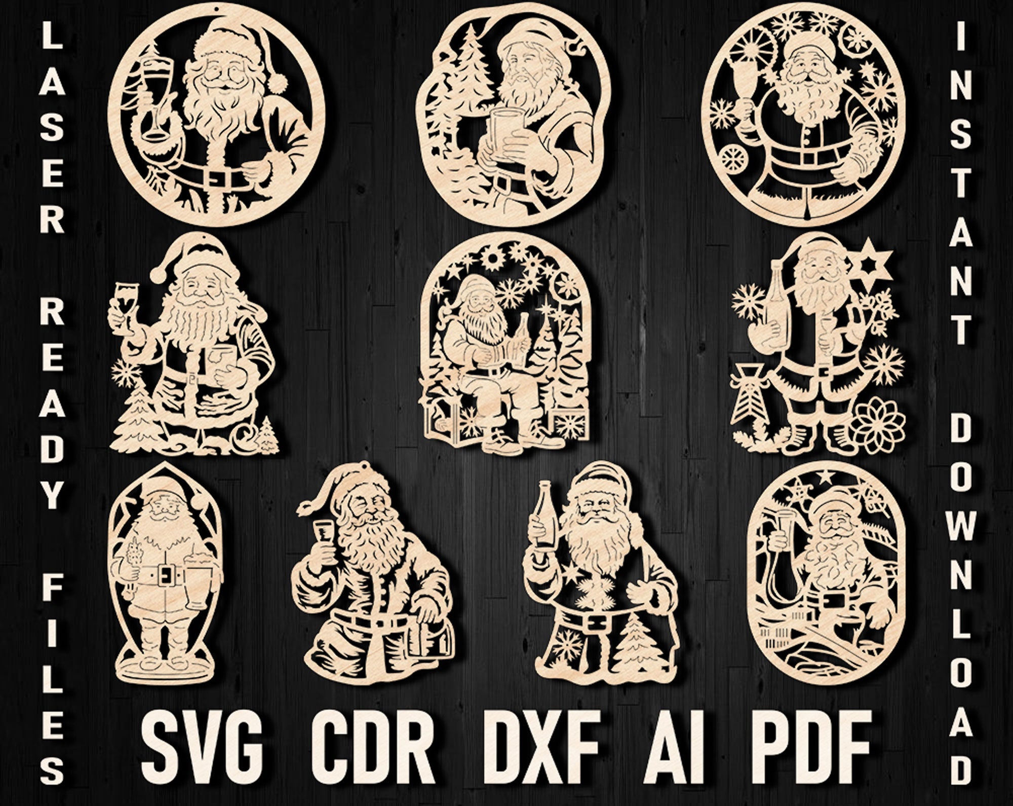 Beer lover santa christmas svg bundle