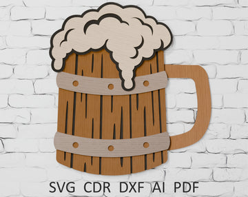 Beer mug layered svg for cricut and glowforge
