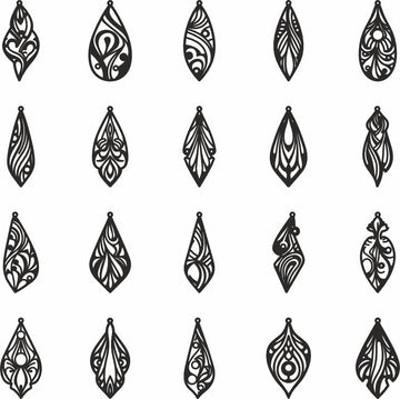 Laser Cut Earring SVG Bundle: Wood & Leather Templates for Glowforge – Boho Jewelry Set, DXF/CNC Files