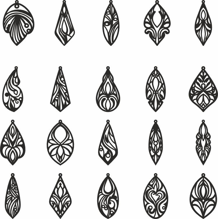 Boho hippie earrings designs dxf templates