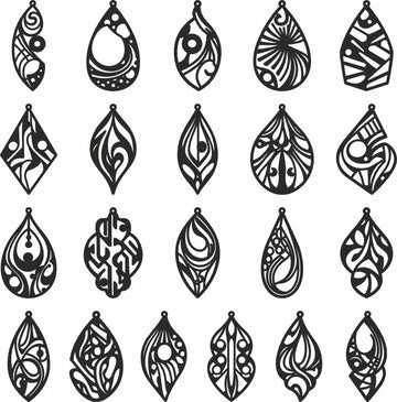 Instant Download Earring Cut Files: Laser/CNC Templates for Valentine & Boho Jewelry – SVG, DXF, CDR