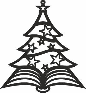 Library Xmas Vector Library-Themed Laser Cut Christmas Ornament (DXF/SVG)