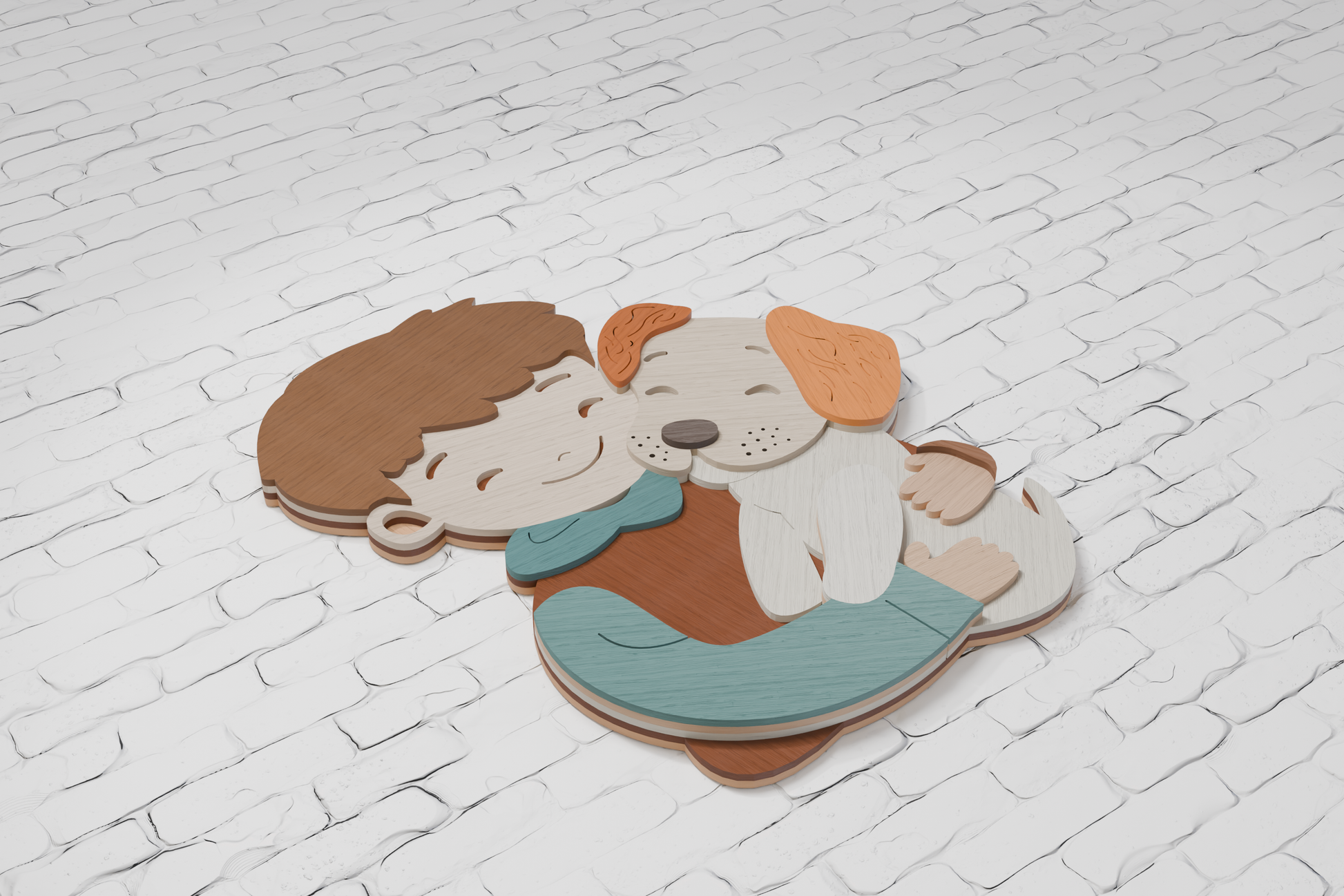 Boy and dog mandala laser cut SVG for Silhouette

