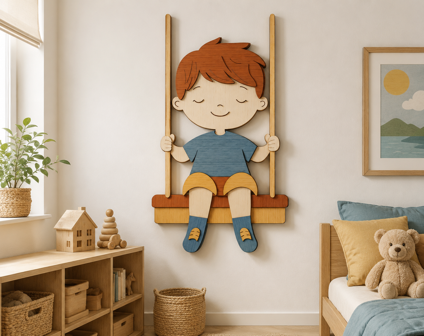 Boy on Swing 3D Paper Craft
