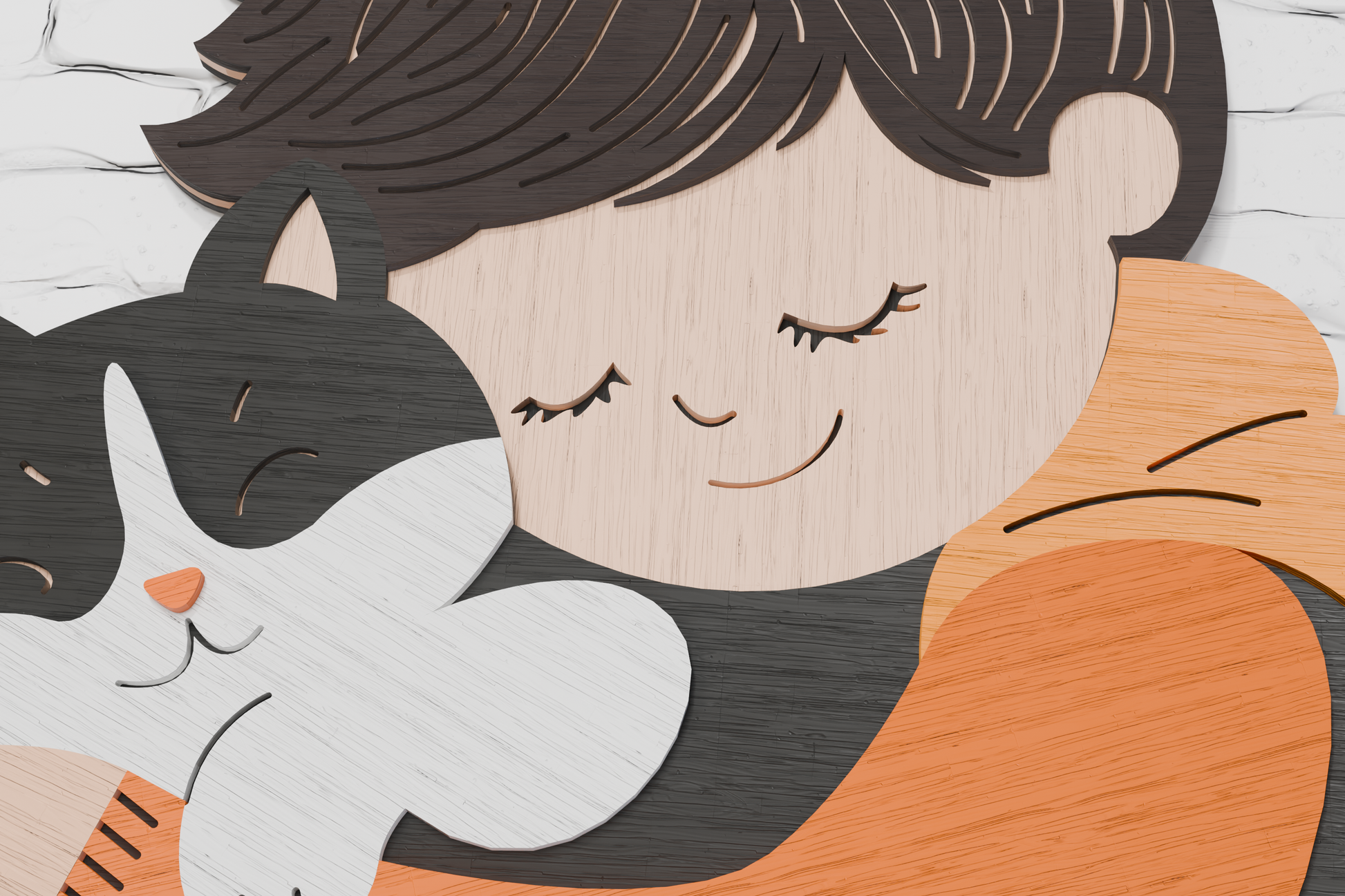 Boy with cat laser cut vector cdr ai pdf


