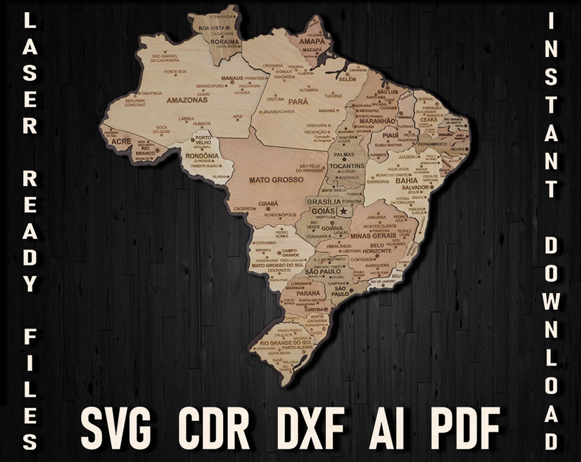 Brazil Wooden Map Svg