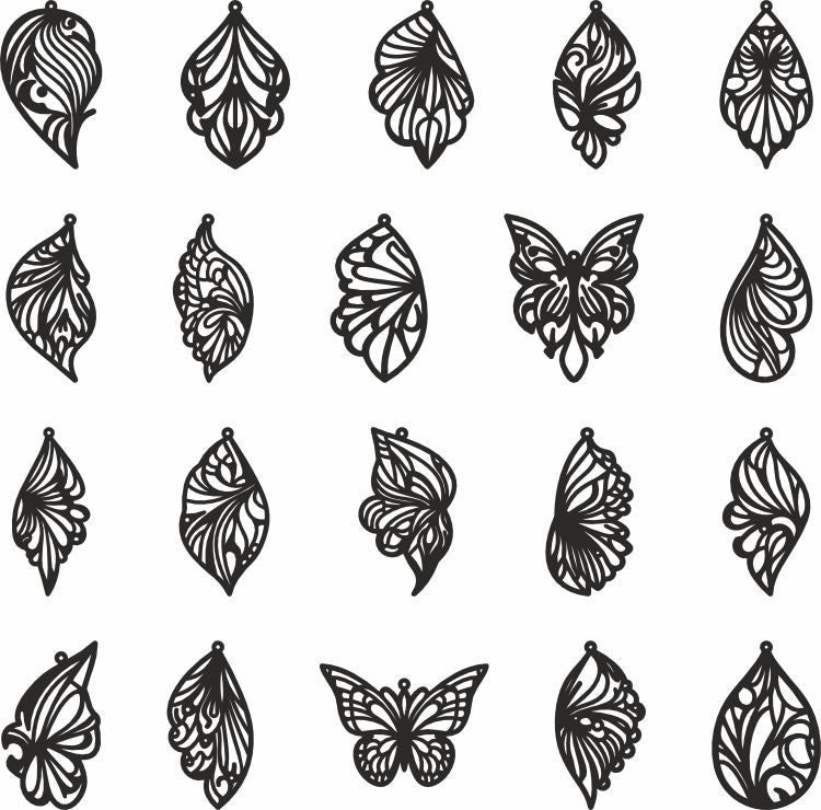 Butterfly earrings vector template