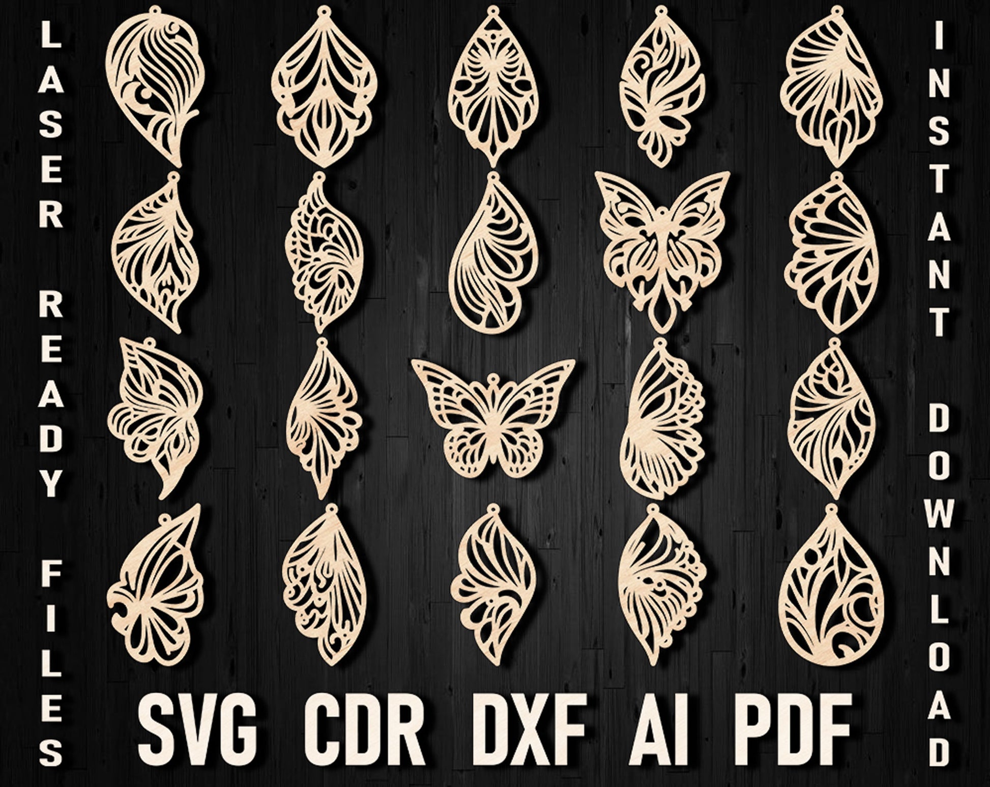 Butterfly laser cut earrings templates