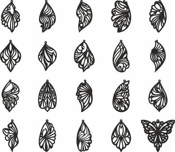 Butterfly Wing Laser Cut Earrings SVG Bundle | Glowforge & Cricut Template