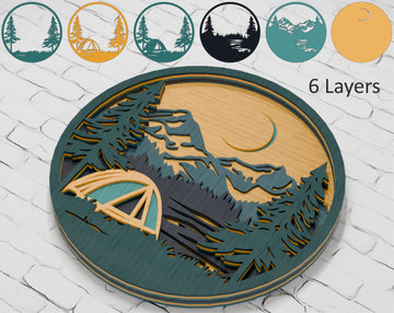 Camping shadow box laser cut file

