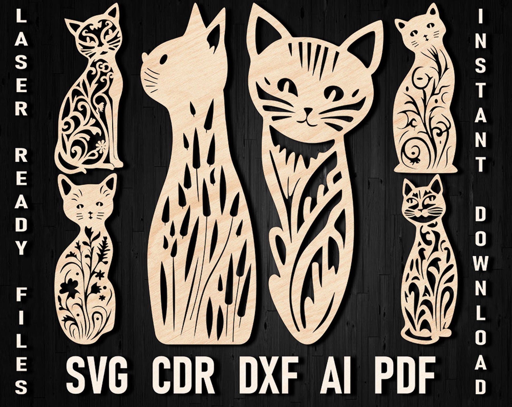 Cat bookmarks svg laser cut