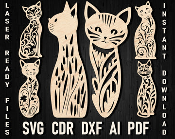 Cat Lover Bookmark SVG Bundle: Laser Cut Templates for Acrylic & Wood – DXF/PNG Files (Cricut/Glowforge)