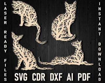 Svg Cat Tree Style Wall Art Decor Files For Glowforge and Laser Cutting