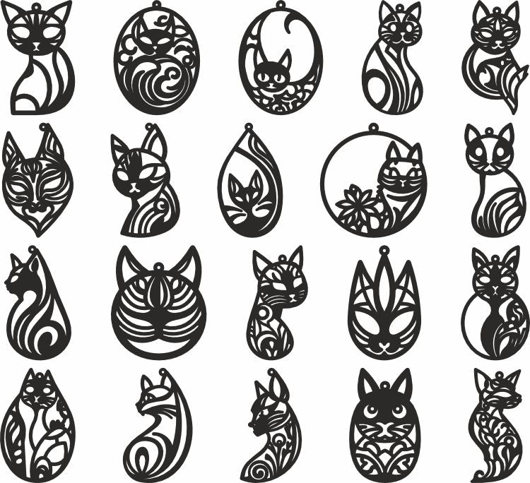 Cat vector laser cut template