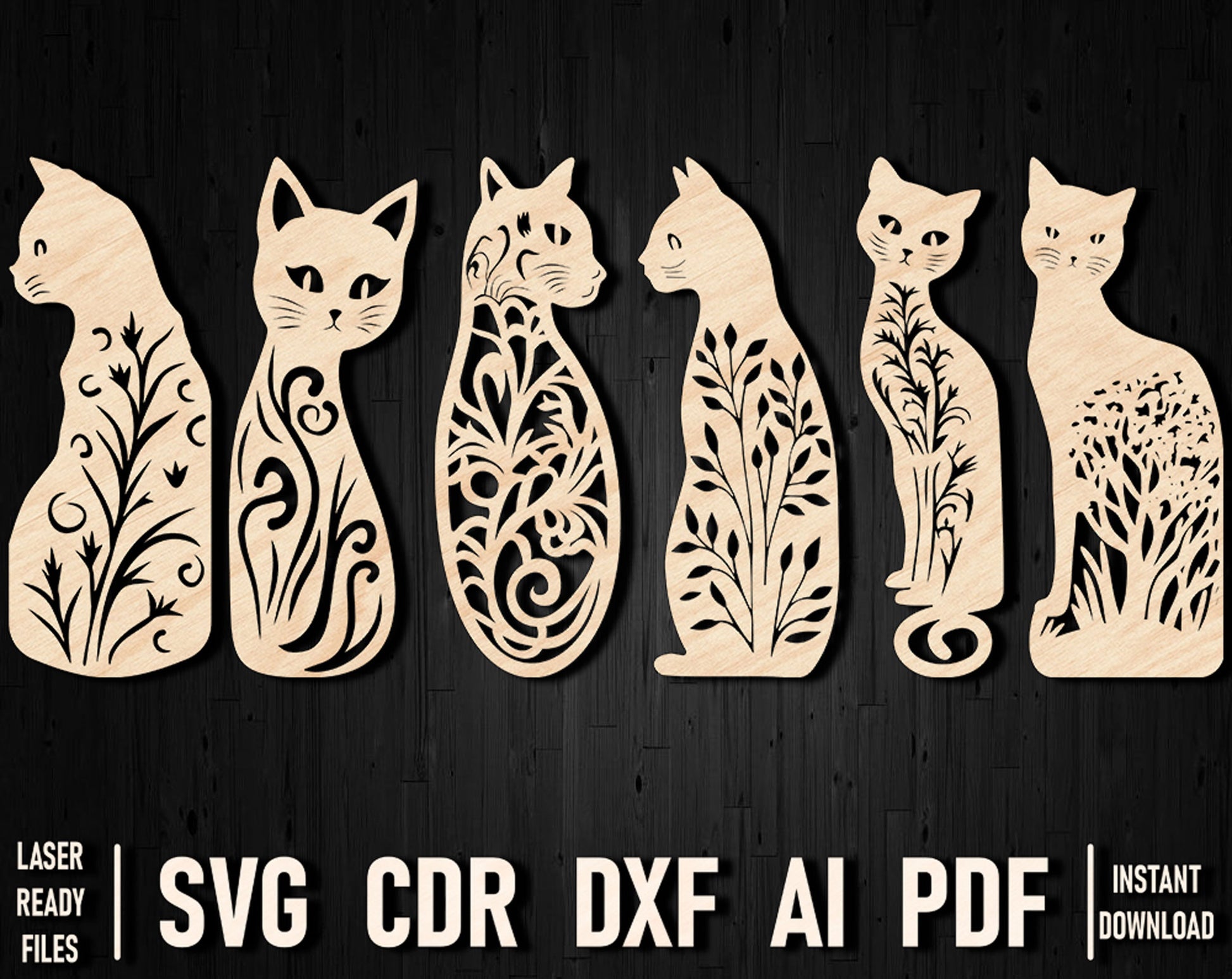 Cat wooden bookmark glowforge svg