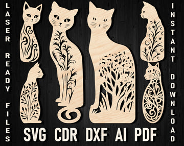 Book Lover Gift: Cat Bookmark SVG Files – Laser Cut Glowforge & Silhouette Templates (Wooden & Papercut Designs)