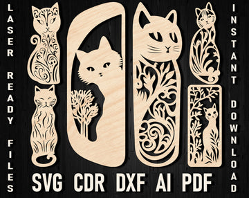 Laser Cut Cat Bookmark SVG: Templates for Glowforge, Cricut – DXF/PDF Files (Perfect Gift for Readers)