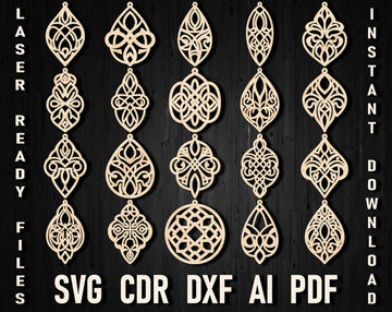 Celtic Inspired Earring SVG Templates: 20 Laser Cut Designs for Glowforge – Viking Ornament, Knot & Novelty Files