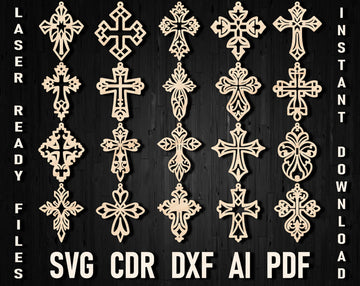 Christian Cross Earring SVG Bundle: Laser Cut Easter and Christmas Designs – Glowforge Files for Wood/Leather