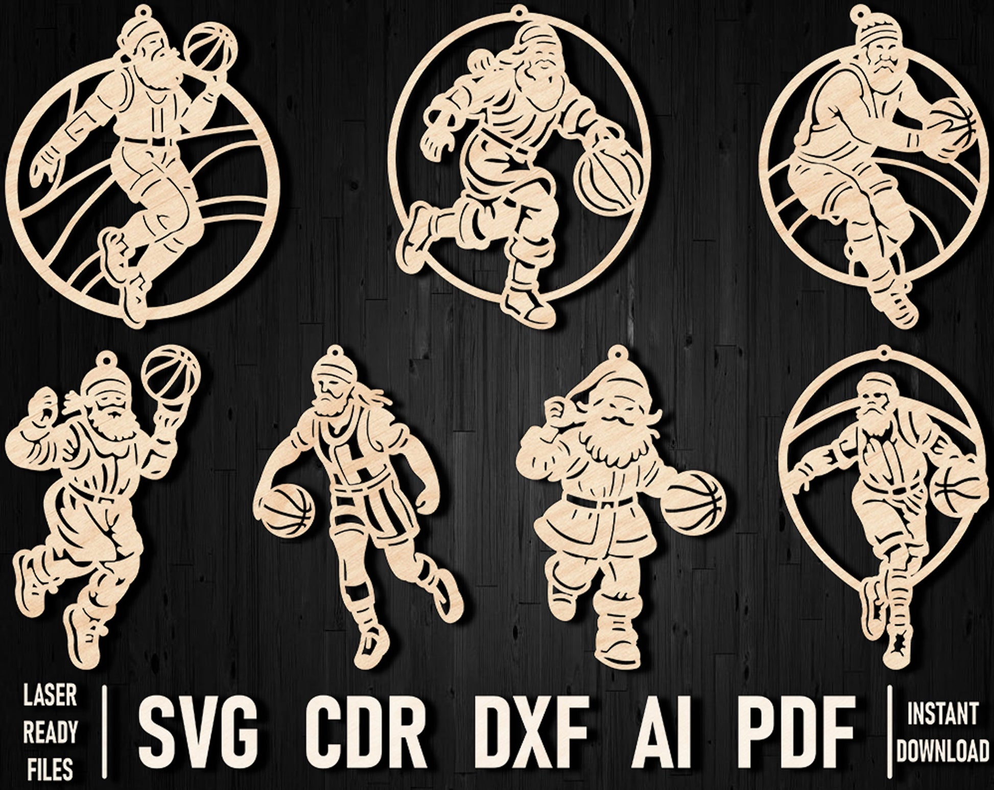 Christmas Basketball santa dxf design