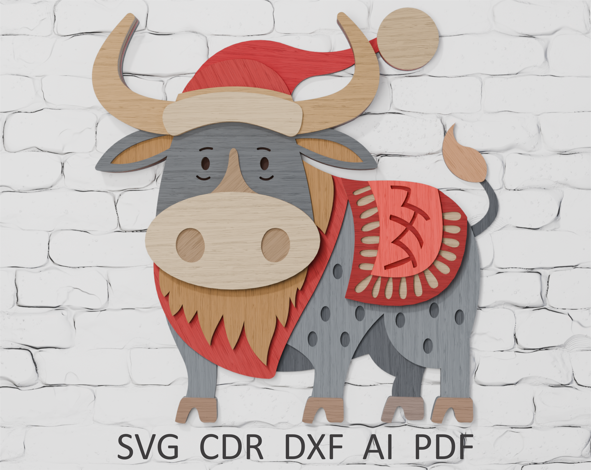 Christmas Bison Cricut SVG DXF PDF CDR AI

