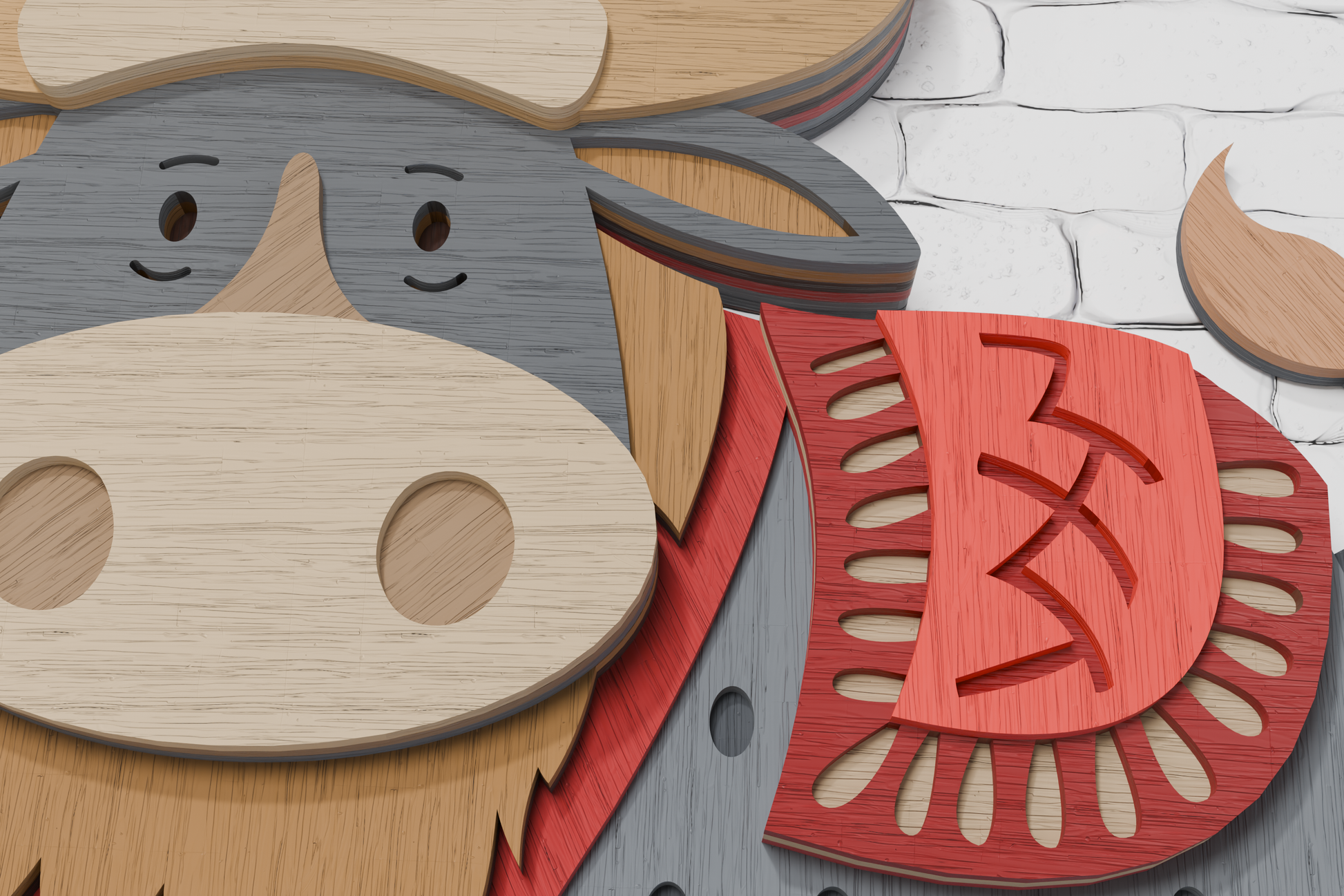 Christmas Bison Laser Cutting Design

