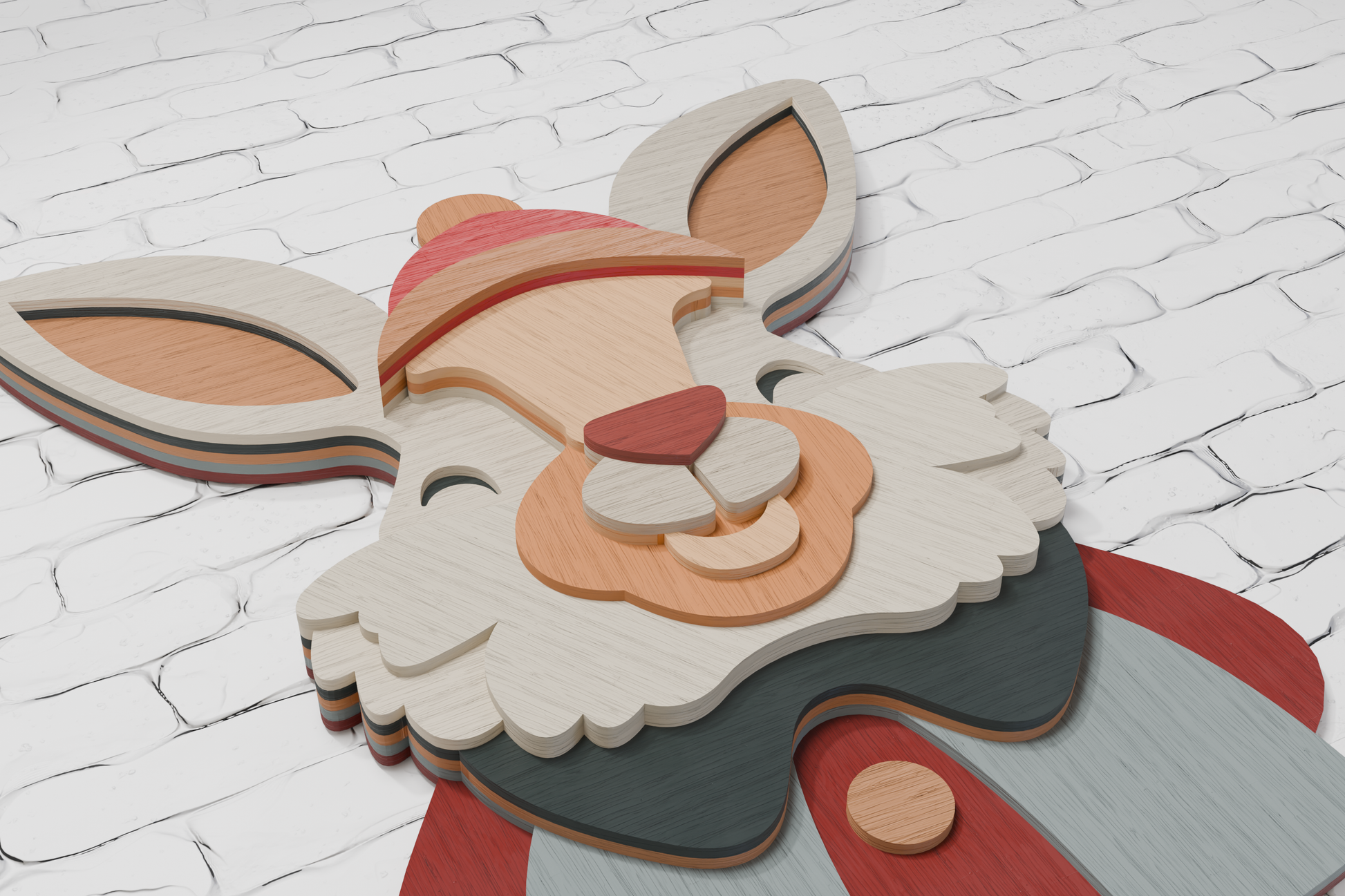 Christmas Bunny Layered Paper Craft Template

