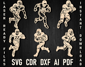 Sport Laser Cut Christmas SVG Files - Football Player Ornaments & DIY Decor for Glowforge, Cricut (DXF/PDF)