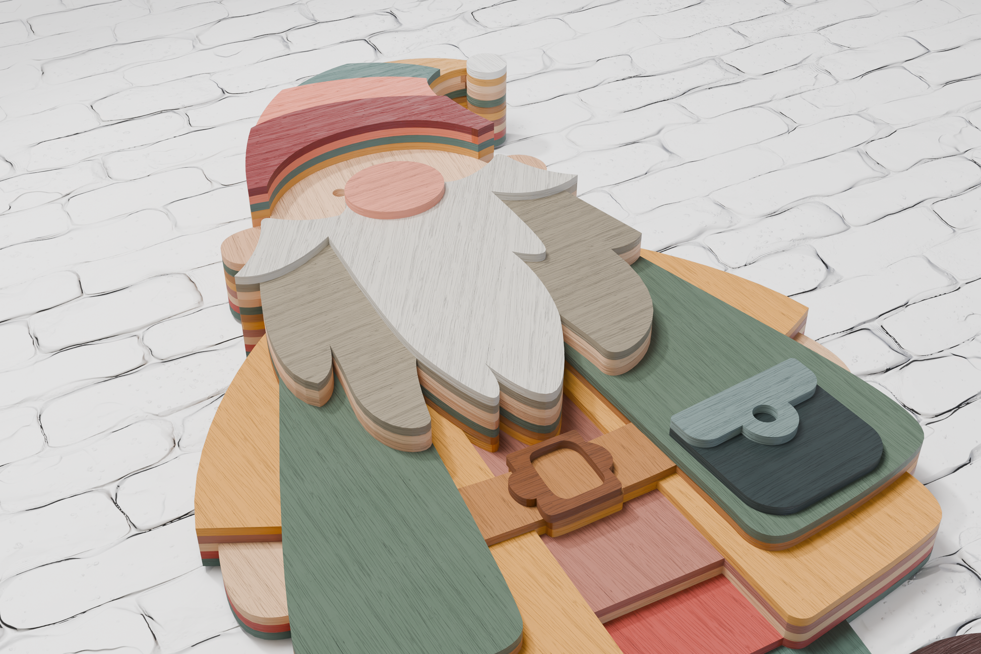 Christmas Gnome Layered Paper Craft Template


