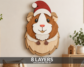 Christmas Hamster SVG layered shadow box for Glowforge

