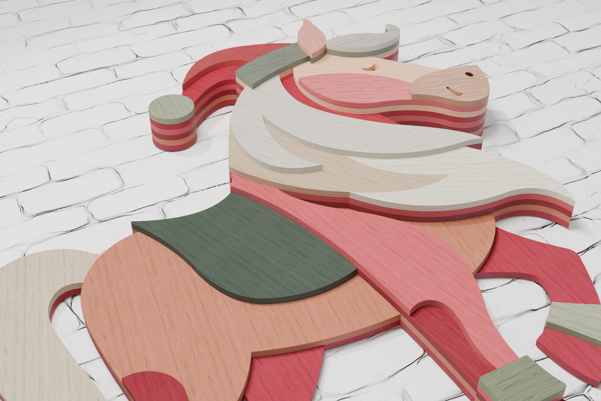 Christmas Horse Layered Paper Craft Template



