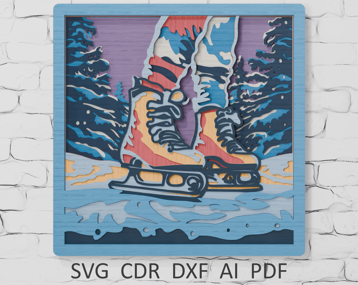 Christmas Ice Skating Cricut SVG DXF PDF CDR AI

