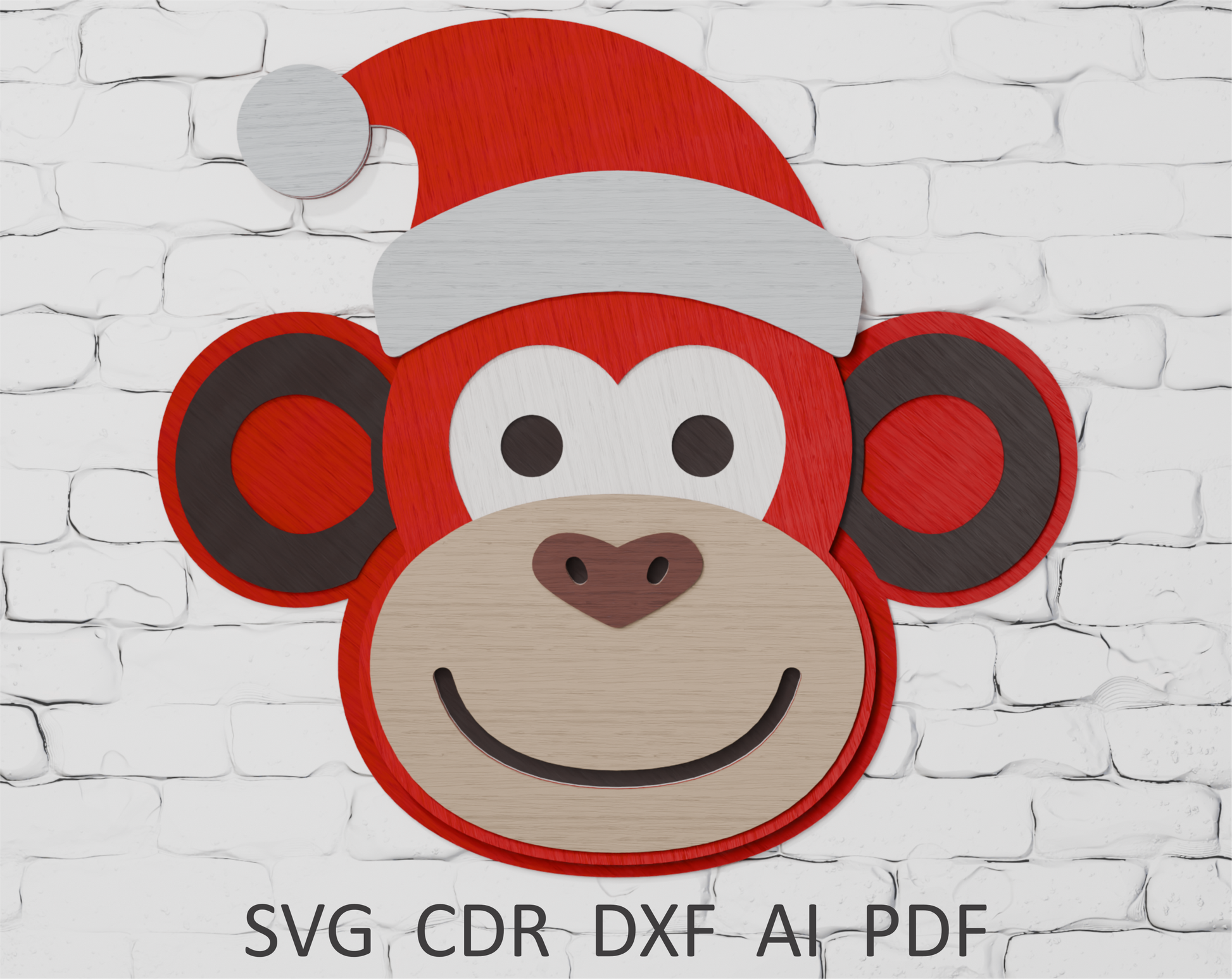 Christmas Monkey Head multilayer SVG digital download