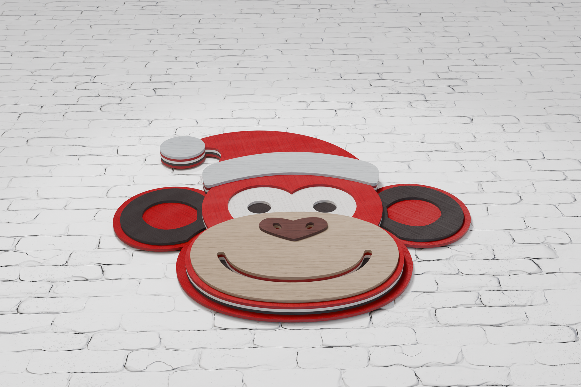 Christmas Monkey Head shadow box multilayer design SVG