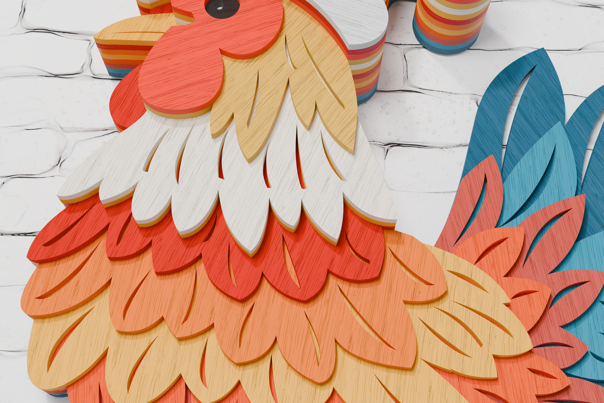 Christmas Rooster Santa layered design
